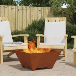 Haarden*vidaXL Vuurkorf Bruin 60 x 60 x 30 cm Weerbestendig staal Weerbestendig staal/bruin