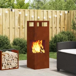 Haarden*vidaXL Vuurkorf Bruin 35 x 35 x 100 cm Cortenstaal Weerbestendig staal/bruin