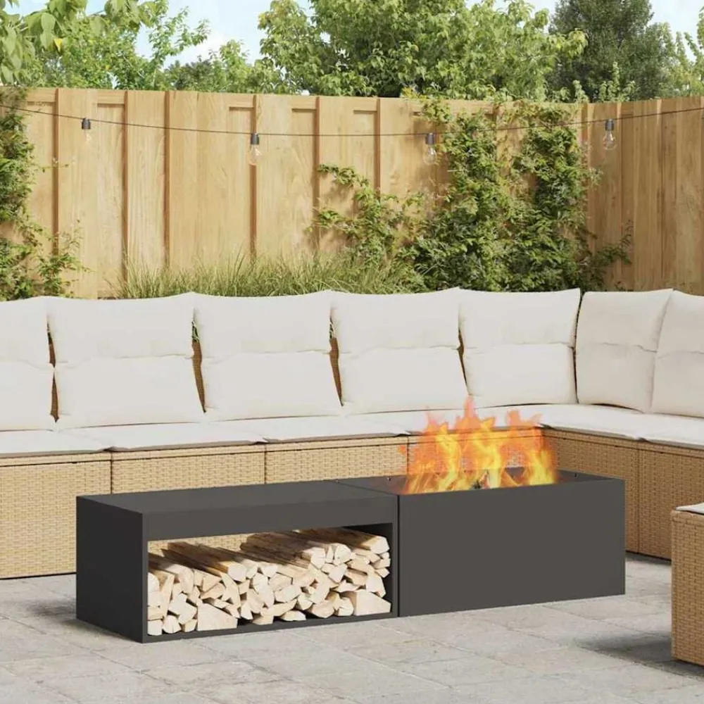Haarden*vidaXL Vuurkorf Zwart 160 x 45 x 35 cm Staal Koudgewalst staal/zwart