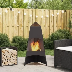 Haarden*vidaXL Vuurkorf Zwart 50 x 50 x 95 cm Staal Koudgewalst staal/zwart
