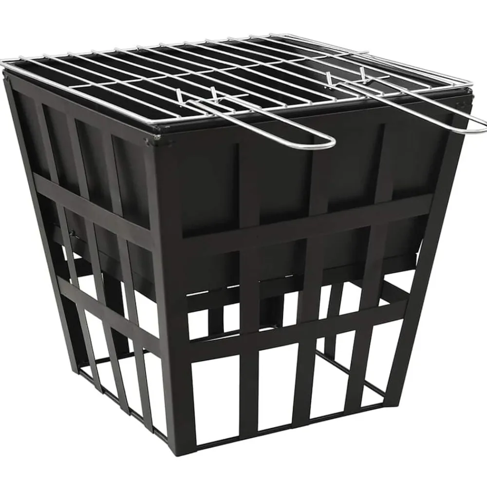 Haarden*vidaXL Vuurplaats en barbecue 2-in-1 34x34x48 cm staal