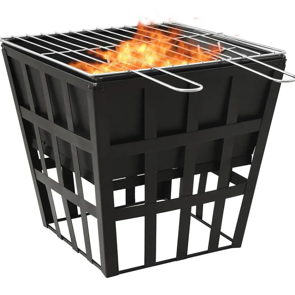 Haarden*vidaXL Vuurplaats en barbecue 2-in-1 34x34x48 cm staal