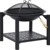 Vuurplaats met pook 54x54x55 cm staal>vidaXL
