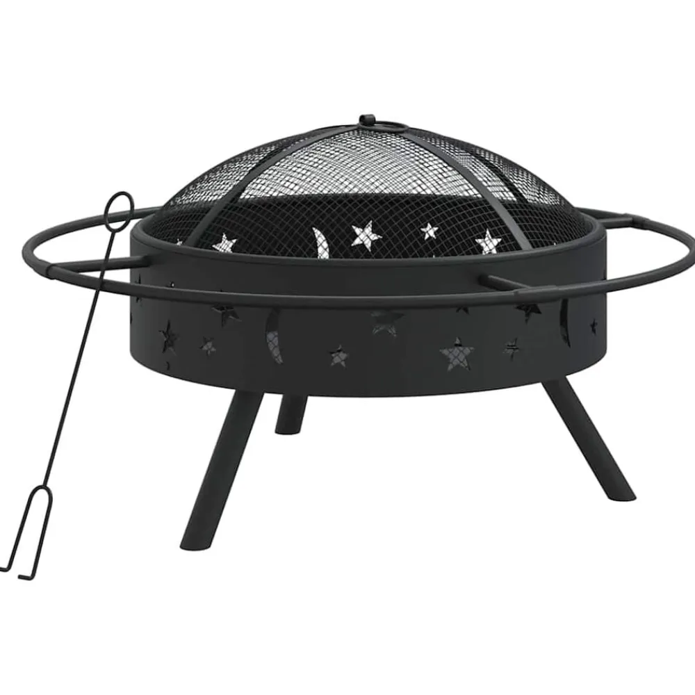 Haarden*vidaXL Vuurplaats met pook XXL 70 cm staal
