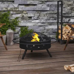 Haarden*vidaXL Vuurplaats met pook XXL 70 cm staal
