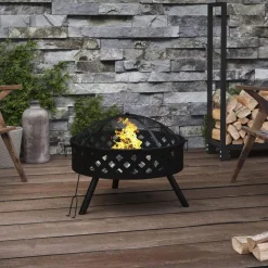 Haarden*vidaXL Vuurplaats met pook XXL 58 cm staal