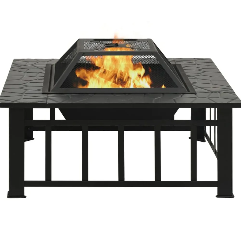Haarden*vidaXL Vuurplaats met pook XXL 79x79x46,5 staal