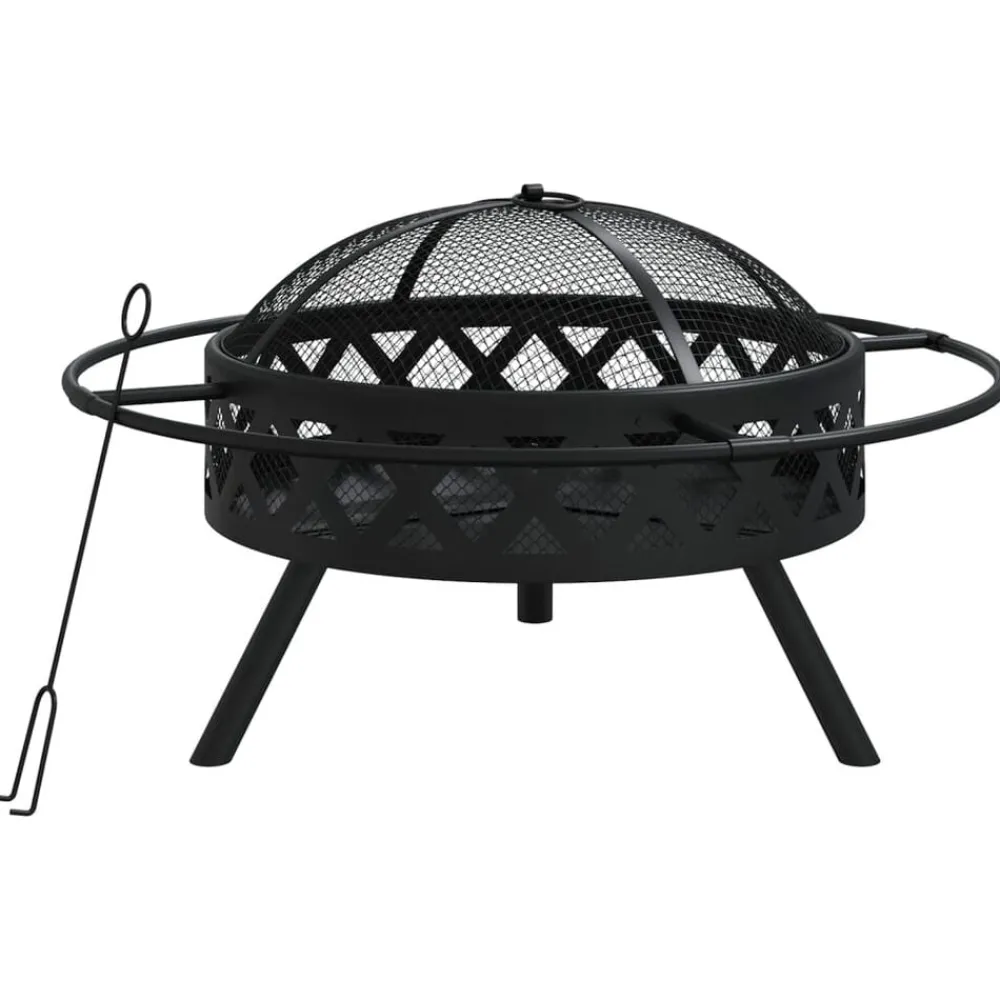 Haarden*vidaXL Vuurplaats met pook XXL 70 cm staal