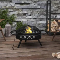 Haarden*vidaXL Vuurplaats met pook XXL 70 cm staal