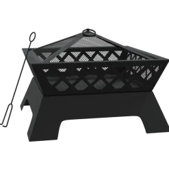 Haarden*vidaXL Vuurplaats met pook XXL 50 cm staal