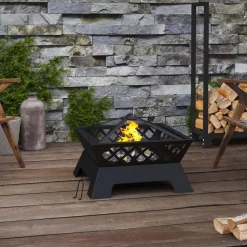 Haarden*vidaXL Vuurplaats met pook XXL 50 cm staal