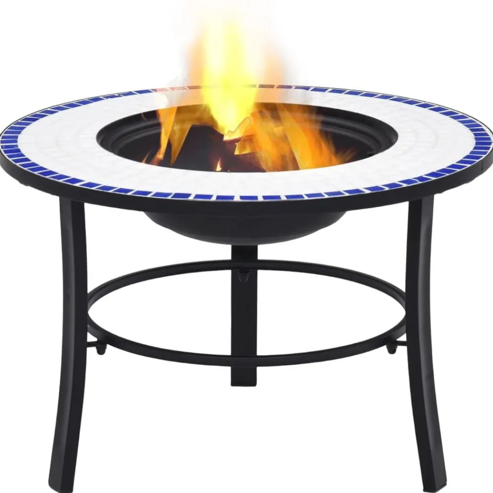 Haarden*vidaXL Vuurschaal mozaïek 68 cm keramiek Blauw en wit