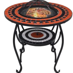 Vuurtafel mozaïek 68 cm keramiek terracottakleurig en wit><noscript><img width=