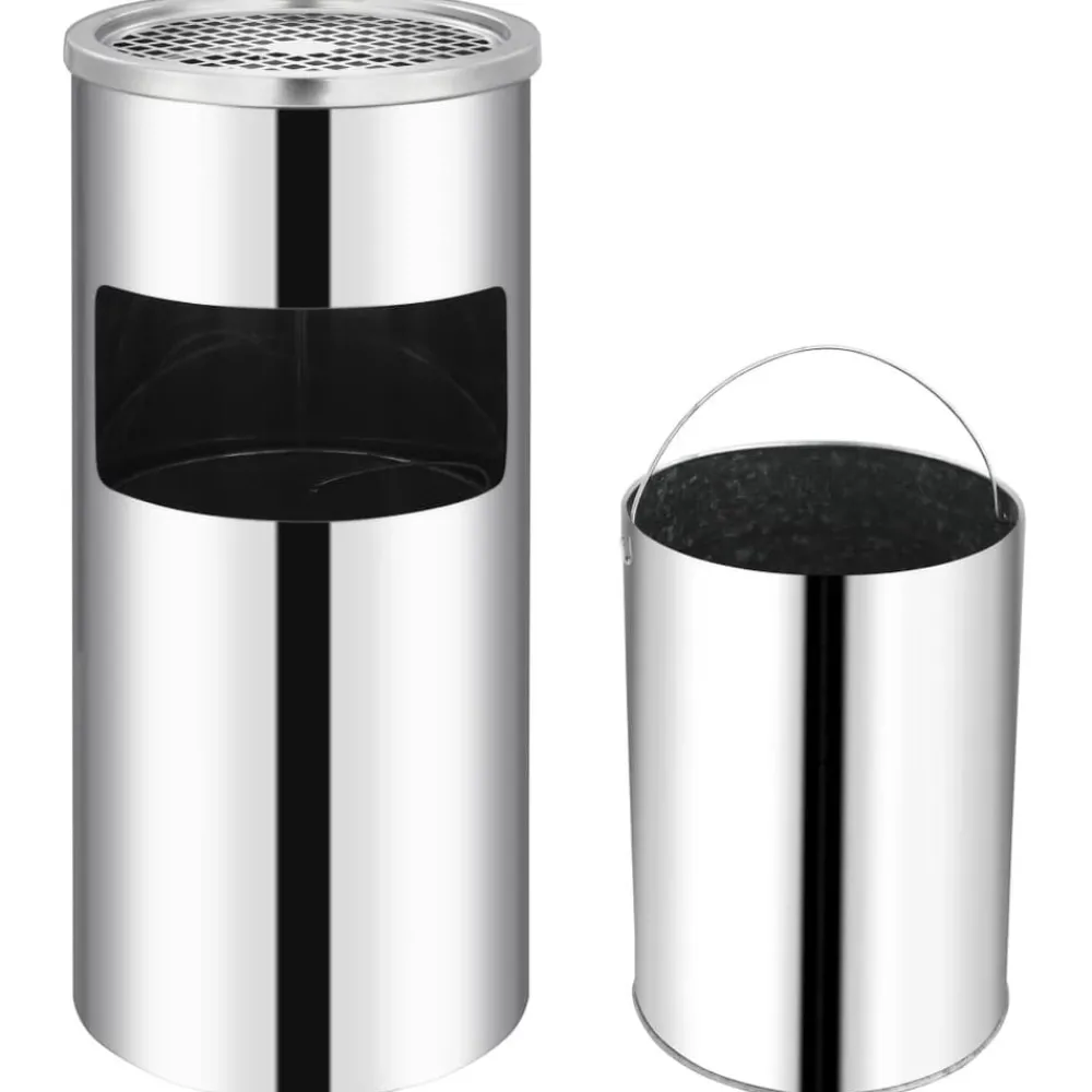 Rookaccessoires*vidaXL Wandasbak/prullenbak roestvrij staal 26 L Zilver