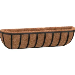 Wandbakken 2 st met kokosvezel 61x19x16 cm staal zwart><noscript><img width=
