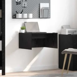 Kantoormeubelen*vidaXL Wandbureau met opslag 60 x 45 x 30 cm Bewerkt hout Zwart eiken