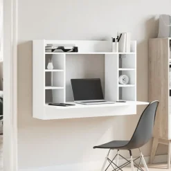 Kantoormeubelen*vidaXL Wandbureau 105x48x75 cm bewerkt hout Wit