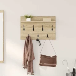 Boekenkasten & Wandplanken*vidaXL Wandgemonteerde kapstok met plank 60 x 40 x 12 cm Sonoma eiken