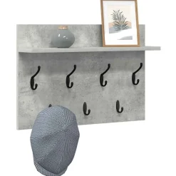 Boekenkasten & Wandplanken*vidaXL Wandgemonteerde kapstok met plank Beton Grijs 60 x 40 x 12 cm Betongrijs