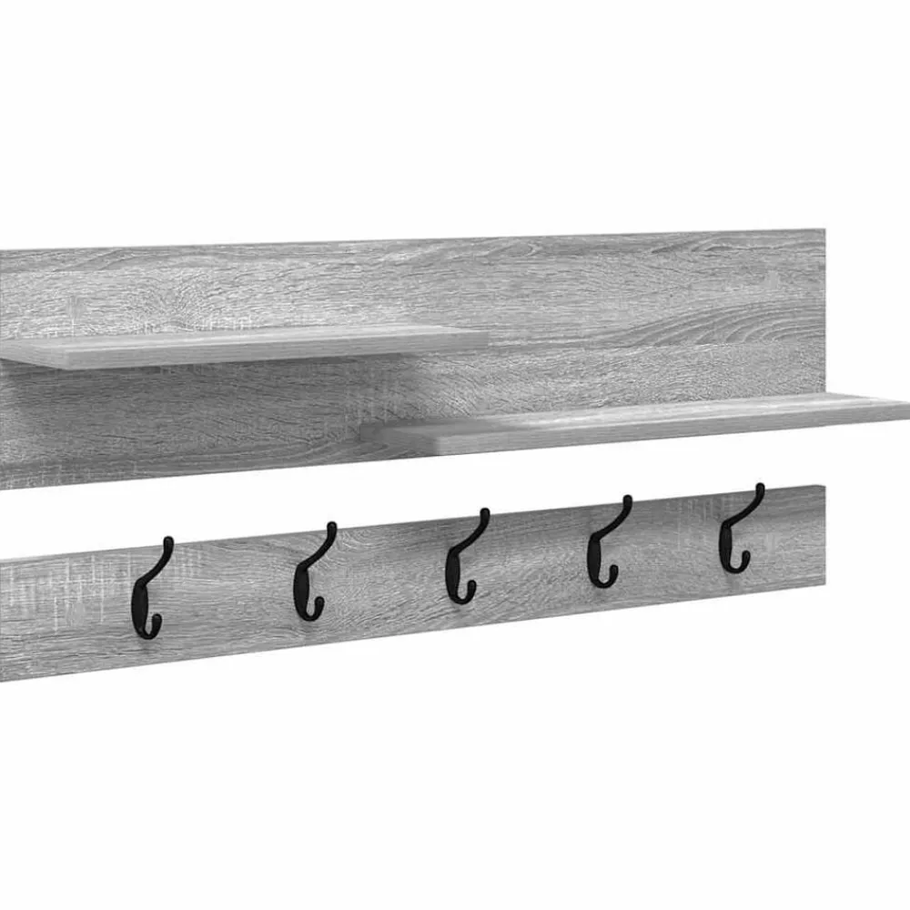 Boekenkasten & Wandplanken*vidaXL Wandgemonteerde kapstok met plank 90 x 15 x 36 cm Grijs sonoma