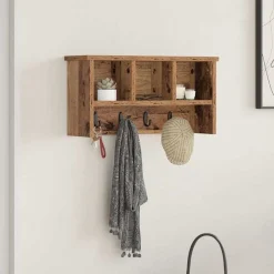 Wandgemonteerde kapstok Oudhout 50 x 16 x 26 cm Bewerkt hout>vidaXL Hot