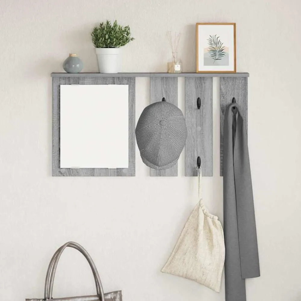 Boekenkasten & Wandplanken*vidaXL Wandgemonteerde kapstok met plank 85 x 10 x 45 cm Grijs sonoma