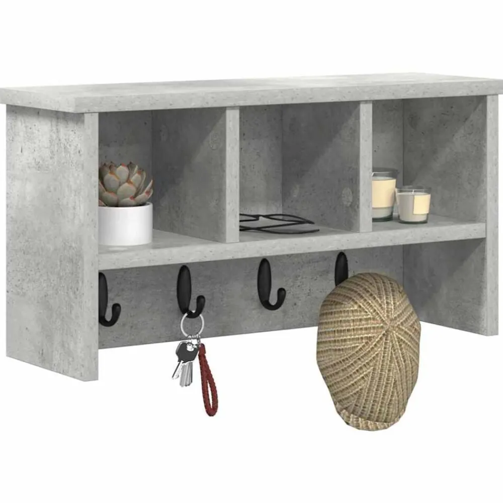 Wandgemonteerde kapstok met plank Beton Grijs 50 x 16 x 26 cm>vidaXL Sale