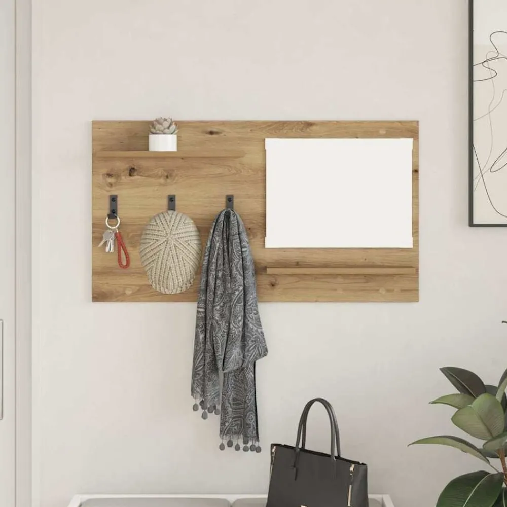 Boekenkasten & Wandplanken*vidaXL Wandgemonteerde kapstok met plank Artisan Eiken 90 x 10 x 50 cm artisanaal eikenkleurig
