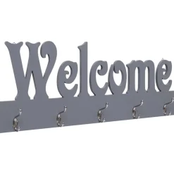 Woon- & Tuinaccessoires*vidaXL Wandkapstok WELCOME 74x29,5 cm grijs Grijs (welcome)