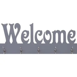 Woon- & Tuinaccessoires*vidaXL Wandkapstok WELCOME 74x29,5 cm grijs Grijs (welcome)
