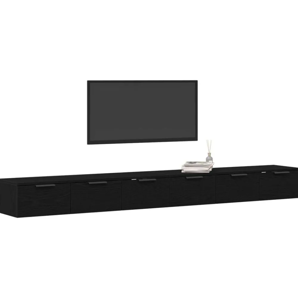 Boekenkasten & Wandplanken*vidaXL Wandkast 2 pcs 102 x 30 x 20 cm Bewerkt hout Zwart eiken