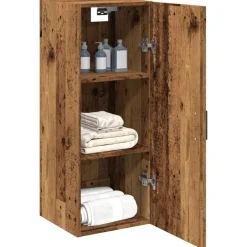 Wandkast 34,5x34x90 cm bewerkt hout kleur><noscript><img width=