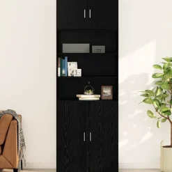 Kasten & Opbergmeubelen*vidaXL Wandkast 80 x 42.5 x 40 cm Bewerkt hout Zwart eiken