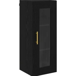 Wandkast 34,5 x 34 x 90 cm Geengineerd Hout en Glas>vidaXL New