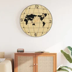 Wandklok Ø50 cm bewerkt hout geel en zwart>vidaXL Hot