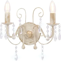 Verlichting*vidaXL Wandlamp met kralen 2xE14 antiek Wit