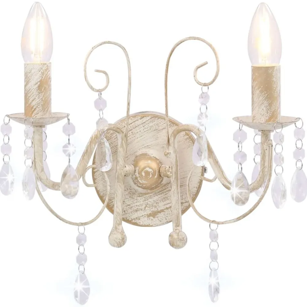 Verlichting*vidaXL Wandlamp met kralen 2xE14 antiek Wit
