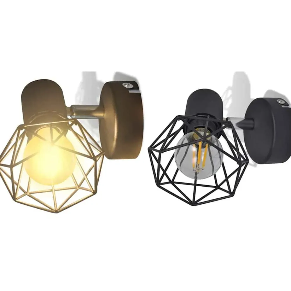 Wandlampen 2 st met LED industriële stijl zwart>vidaXL Discount