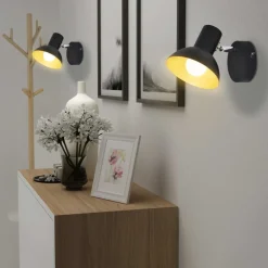 Wandlampen voor 2 peertjes E27 zwart en goud 2 st>vidaXL Best