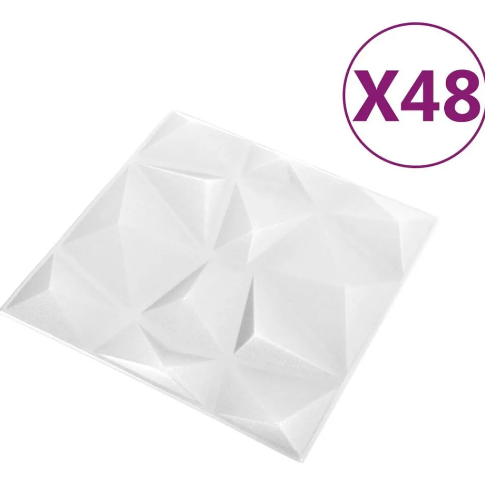Bouwmaterialen*vidaXL Wandpanelen 48 pcs Diamant Wit 50 x 50 cm XPS Schuim Diamantwit