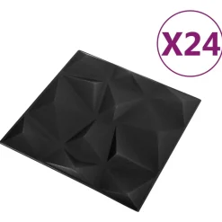 Wandpanelen 24 pcs Diamant Zwart 50 x 50 cm XPS Schuim><noscript><img width=