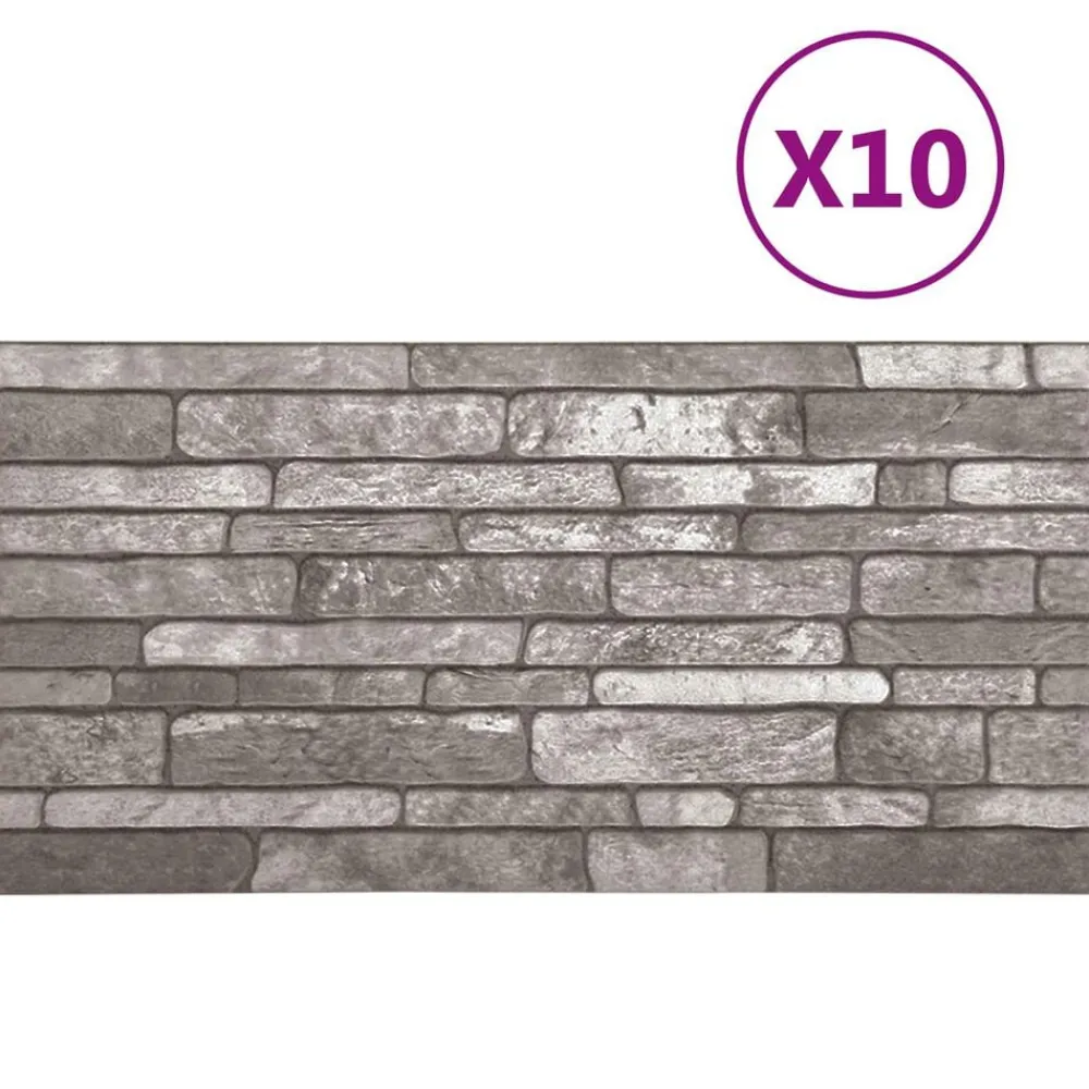 Bouwmaterialen*vidaXL Wandpanelen 10 pcs 100 x 50 cm EPS-schuim Donkergrijs