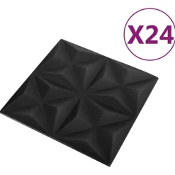 Bouwmaterialen*vidaXL Wandpanelen 24 pcs Origami Zwart 50 x 50 cm XPS Schuim Origamizwart