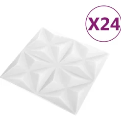 Bouwmaterialen*vidaXL Wandpanelen 24 pcs Origami Wit 50 x 50 cm XPS Schuim Origamiwit