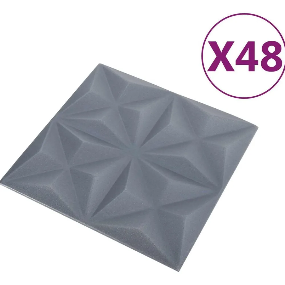 Bouwmaterialen*vidaXL Wandpanelen 48 pcs Origami Grijs 50 x 50 cm XPS Schuim Origamigrijs