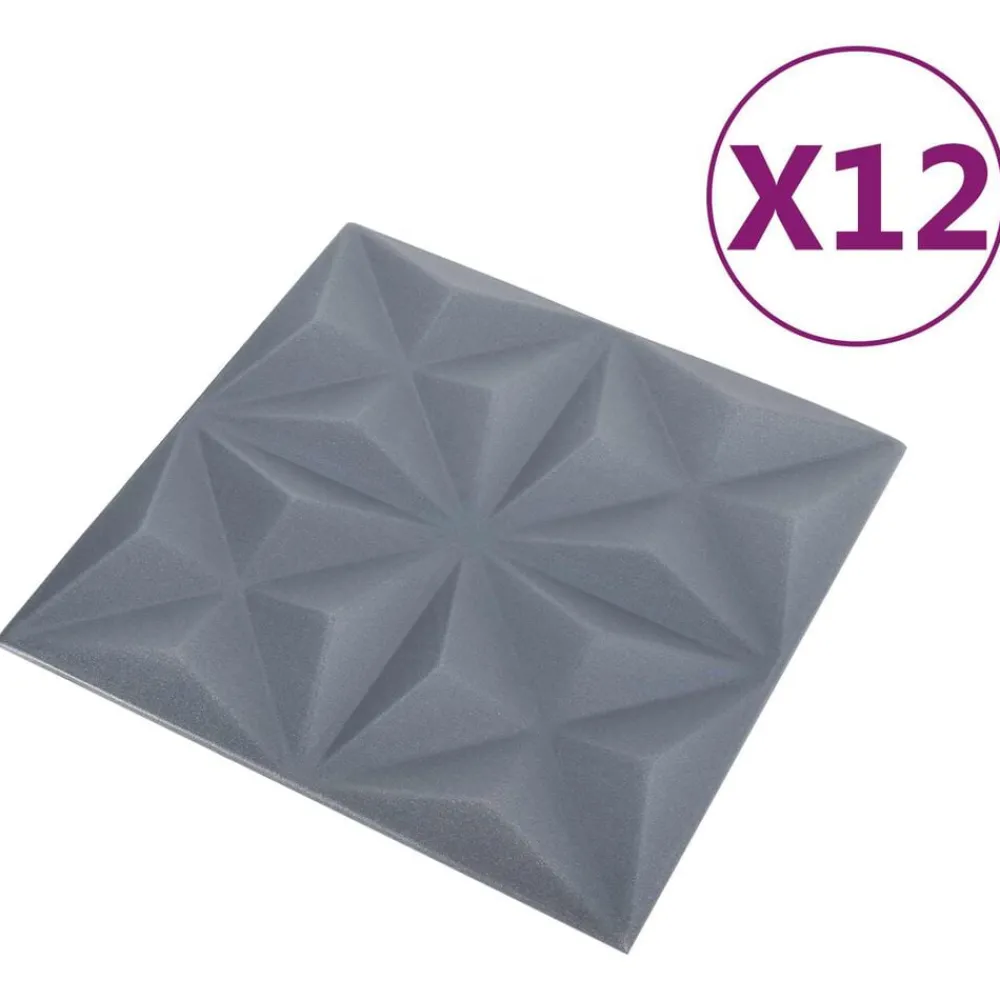 Wandpanelen 12 pcs Origami Grijs 50 x 50 cm XPS Schuim>vidaXL Outlet