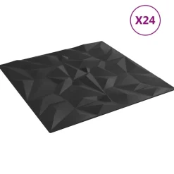 Bouwmaterialen*vidaXL Wandpanelen 24 pcs 50 x 50 cm XPS Schuim Zwart