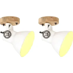 Verlichting*vidaXL Wand-/plafondlampen industrieel 2 st E27 20x25 cm Wit