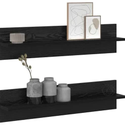 Boekenkasten & Wandplanken*vidaXL Wandplank 2 pcs 80 x 11,5 x 18 cm Bewerkt hout Zwart eiken