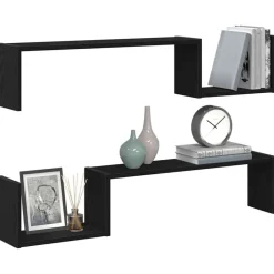 Boekenkasten & Wandplanken*vidaXL Wandplank 2 pcs 100 x 15 x 20 cm Bewerkt hout Zwart eiken